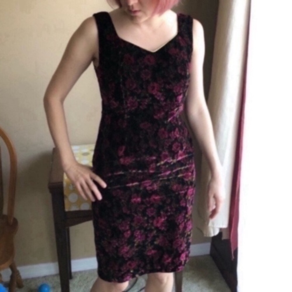 Vintage glitter and velvet dark floral dress